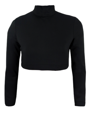 Dyed Long Sleeve Cheer Crop Top w/ Turtle Neck (Solid Color) 2