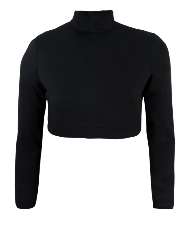 Dyed Long Sleeve Cheer Crop Top w/ Turtle Neck (Solid Color) 2