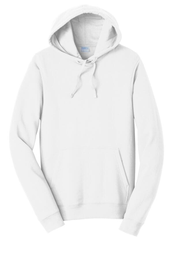 PC850H_white_flat_front Port & Co ™ Fan Favorite Fleece Pullover Hooded Sweatshirt - White - frontFlat