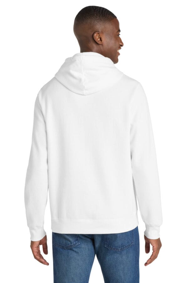 PC850H_white_model_back Port & Co ™ Fan Favorite Fleece Pullover Hooded Sweatshirt - White - backModel