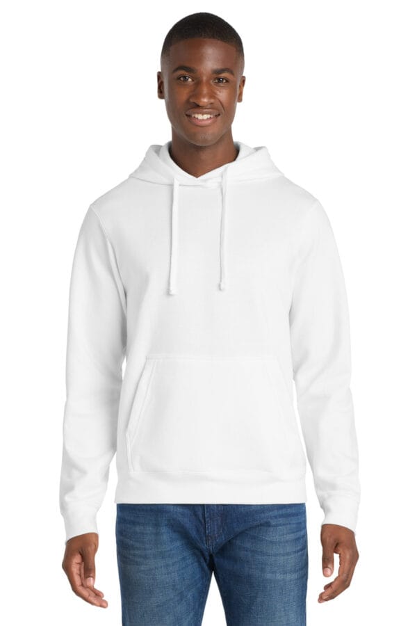 Port & Co ™ Fan Favorite Fleece Pullover Hooded Sweatshirt - White - Model Front